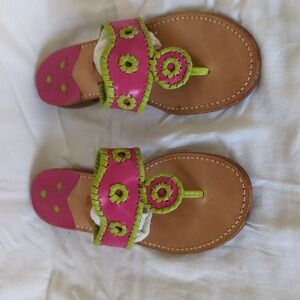 Pink and Lime Green Jack Rogers Sandals